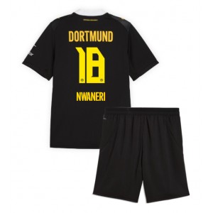 Borussia Dortmund Ethan Nwaneri #18 Jalkapallovaatteet Lasten Vieraspeliasu 2026-27 Lyhythihainen (+ Lyhyet housut)